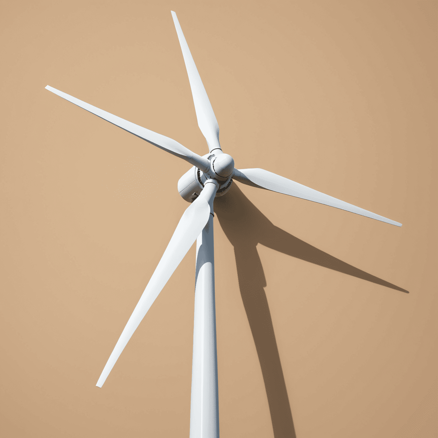 A minimalist illustration of a wind turbine against a beige background, showcasing the basic components and airflow around the blades.